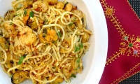 Delicious Villa Dinari seafood pasta, luxury dining in Marrakech