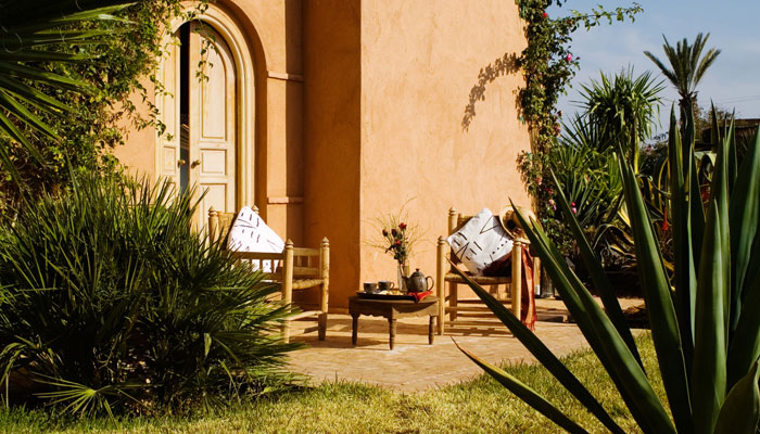 Delightful patio of Oriental bedroom at  Villa Dinari, your luxury accommodation in Marrakech Morocco
