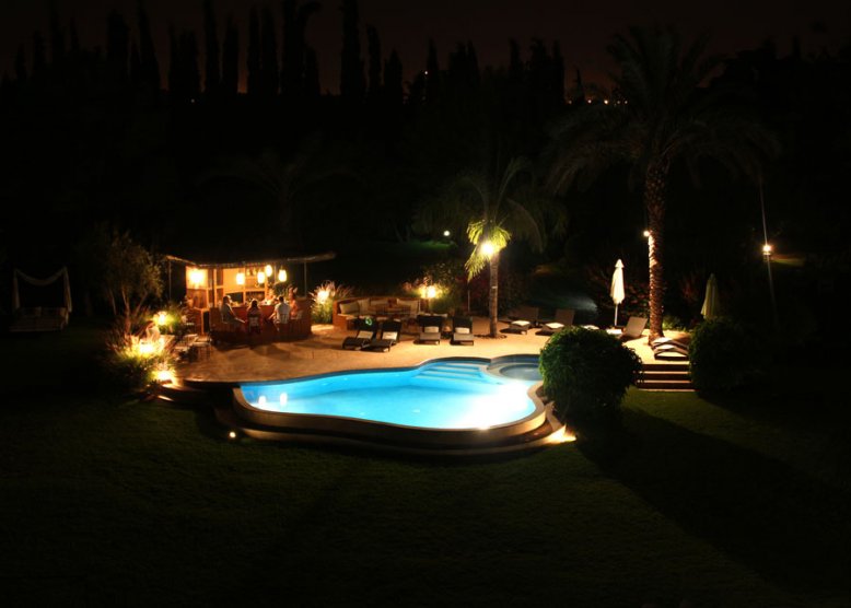 Evening chill-out time, luxury villa in Marrakech
